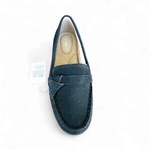 Lands End Radiant Navy Suede Loafers Wide